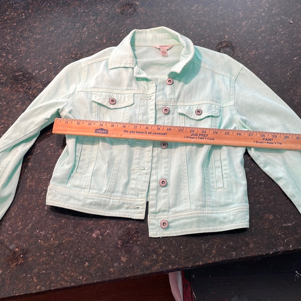 Mint green kids jean jacket medium